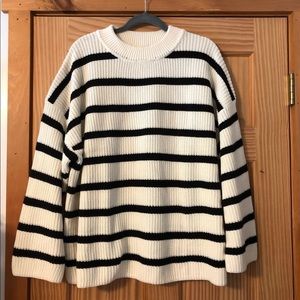 H&M Striped Wide Sleeve Sweater Sz L